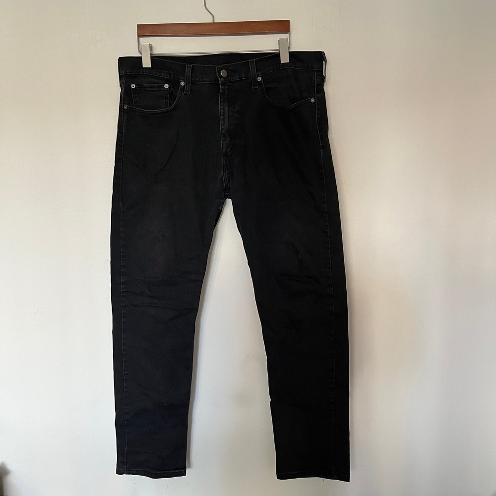 Levis 502 Taper Fit Black Denim Jeans Mens 36x32 Tapered Leg 5-Pocket Pants